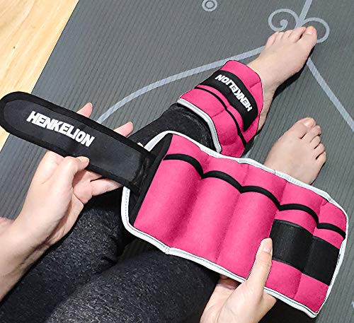 Henkelion 1 Pair 2 3 5 10 Lbs Adjustable Ankle Weights for Women Men Kids, Strength Training Wrist and Ankle Weights Sets for Gym, Fitness Workout, Running, Lifting - Black Grey Pink Blue Purple