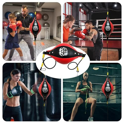 Speed Bag - Reflex Training Boxing Ball, Heavy Duty Endurance Practice Punching Bag | Stress Relief Equipment, Fitness Training Punch Ball for Teens Adults Home Gym Combat Workout - color: Black red