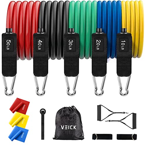 VElCK Resistance Bands Set with Handles for Exercise, Workout and Home Gym - color: Colorful, size: 10-150LBS + 3 Exercise Bands