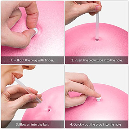 Cikyner Soft Pilates Ball, Small Exercise Ball 9 Inch Mini Gym Ball with Inflatable Straw, Suitable for Pilates, Yoga, Full Body Training, Physical Therapy and Balance improving at Home, Gym & Office - color: Pink