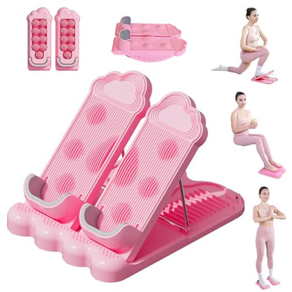 Slant Board, 3 in 1 Calf Stretch Board with Foot Massager & Resistance Bands, 12-Level Adjustable Incline Calf Stretcher for Relieving Calf Ankle Achilles Pain, Balance Exercise Trainer