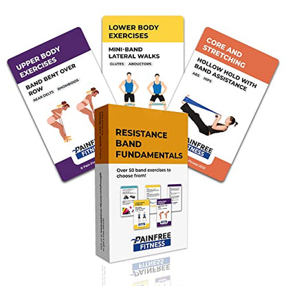 50 Resistance Band Workout Cards 3x5''- Fundamental Workout Cards Deck - Suitable for Pre-Set Warm Ups & Strength Exercise - Bend & Tear-Resistant
