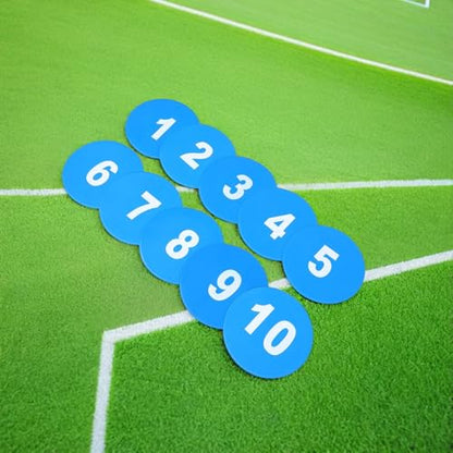 Healeved 10pcs Non-Slip Soccer Training Spot Markers 23cm Flat Numbered Floor Discs Cones for Football Field Drills Classroom Sports Speed Training