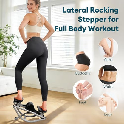 Rock Fitness Stepper, Lateral Step Rocker Side to Side for Exercise at Home with Resistance Bands & Non-Slip Mat - Exercise Step Balance Board Workout Machine for Home Apartment Dormitory
