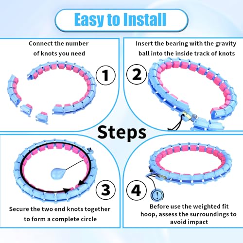 65 Inch Adjustable Fitness Waist Hoop – 32 Detachable Links, Quiet Non-Drop Fitness Tool for Adults Weight Loss, Plus Size Exercise Hoop for Women & Beginners
