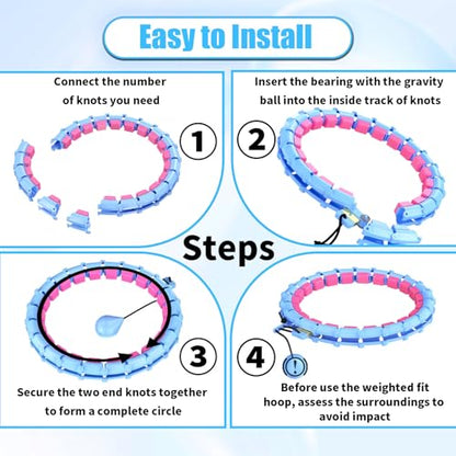 65 Inch Adjustable Fitness Waist Hoop – 32 Detachable Links, Quiet Non-Drop Fitness Tool for Adults Weight Loss, Plus Size Exercise Hoop for Women & Beginners