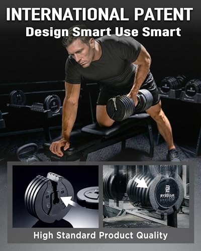 BYZOOM FITNESS Pure Series Adjustable Dumbbell - 12.5/25/27.5/50/55/75lb - ONE UNIT OR PAIR(check QTY before purchase) - 5-in-1/ 10-in-1 / 15-in-1 / 21-in-1 Flexible Hand Weights for Home Apartment Garage Gym, Strength Training & Fitness Workouts, White O
