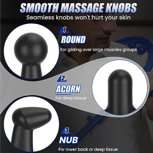 Trigger Point Massage Cane for Back Neck and Shoulder Relief, Deep Tissue Muscle Massage Hook for Knots and Tension, Ergonomic Self Massage Tool for Hard-to-Reach Areas, Lightweight Portable (Black)