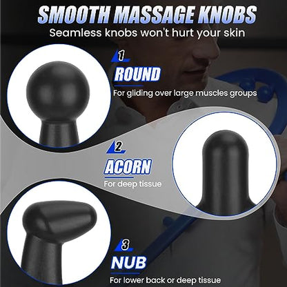 Trigger Point Massage Cane for Back Neck and Shoulder Relief, Deep Tissue Muscle Massage Hook for Knots and Tension, Ergonomic Self Massage Tool for Hard-to-Reach Areas, Lightweight Portable (Black)