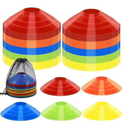 60/30 Pack Soccer Training Cones - Agility Cones with Carry Bag, Sturdy Disc Cones for Sports Training, Soccer, Football, Basketball, Indoor Outdoor Sports, Festive Events, Field Cone Markers
