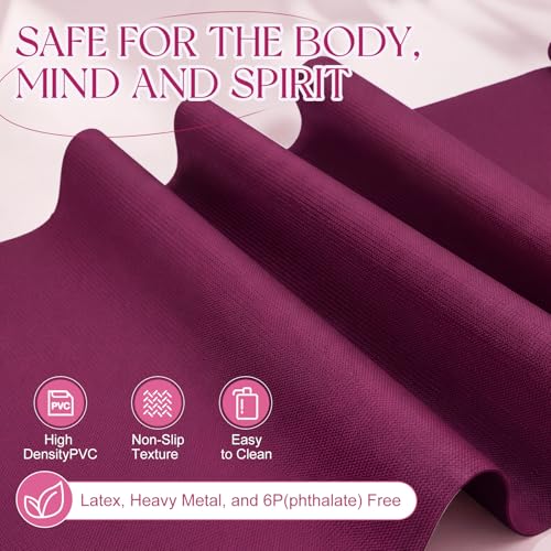 Funtery 3 mm Thin Yoga Mats Bulk, 68 x 24 in - color: Boysenberry