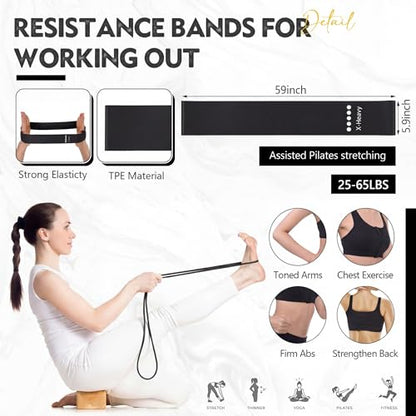 Outus 20 Pcs Resistance Bands Set 10 Resistance Loop Exercise Bands 10 Pull Up Strength Training Physical Therapy for Women Men Home Gym Workout Pilates Yoga Glutes Leg Full Body - color: Black