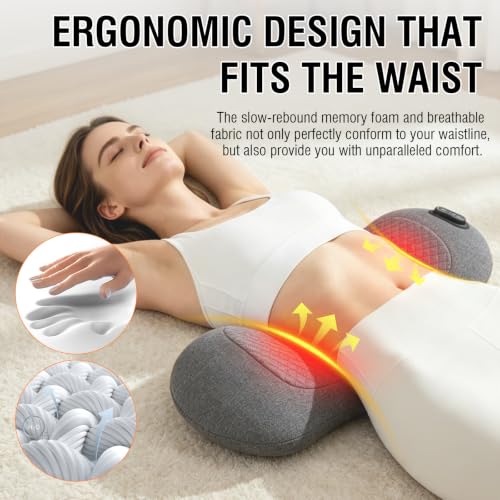 USUIE Cordless Lumbar Support Pillow, Lower Back Massager for Pain Relief