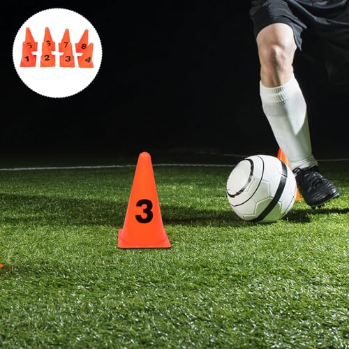 ARTIBETTER 8pcs Numbered Spot Markers Plastic Training Cones 23cm Small Sports Cones for Soccer Basketball Agility Drills Indoor Outdoor Practice