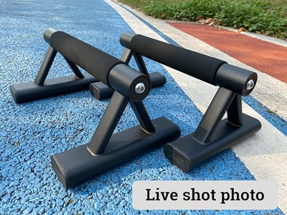 SELEWARE Wood Push Up Bars Steel Calisthenic Parallette Bars Handstand Bars - color: B: Foam Covered Grip (13.7"L x 6"H)