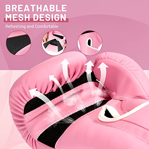 Boxing Gloves for Women - color: New Pink, size: 14oz