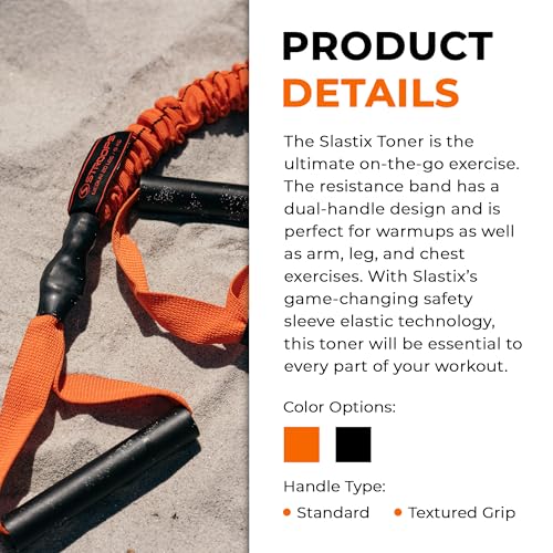 Slastix Toner Resistance Bands with Handles | Safe Sleeve Exercise Bands for Strength Training, Full Body Workouts, and Home Gym Fitness