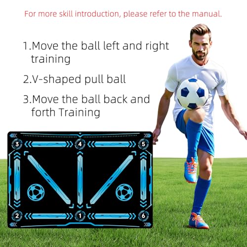 Soccer Training Mat with QR Code Video Tutorials,Non-Slip High-Density Footwork Practice Mat for Athletes & Players,Professional Ball Control & Dribbling Equipment for Home & Gym,Durable Soccer Gift.