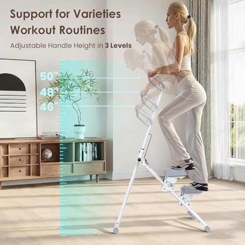 Stair Stepper for Home, Stair Master for Exercise at Home Folding Stair Stepper for Full-Body Workout Compact Stair Climber with Resistance/Phone Holder/Adjustable Handlebar & Pedals