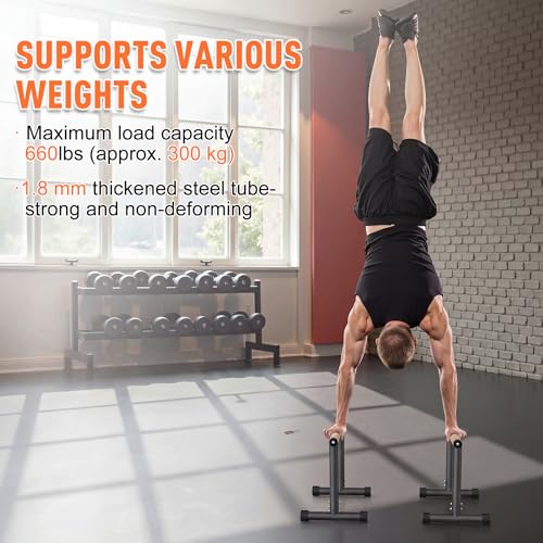 SNADER Wood Parallettes, 12.8" High – Push Up Bar & Dip Bar, Anti-Slip Calisthenics Equipment for Handstand, L-Sit, Full Planche, Gymnastics, Home Gym Strength Training, Supports 660 lbs