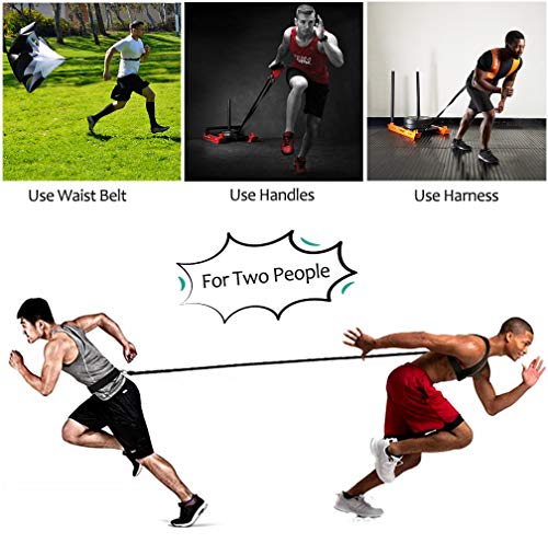 Exercise Resistance Fitness Bands Set Workout Equipment Double Endurance Weight Sled Harness Kits Sled Pulling Strap for Running Sprinting Resistance Speed Agility Training, Black
