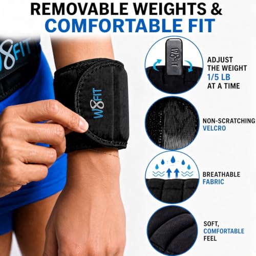 W8FIT Adjustable Wearable Wrist Arm Weights for Walking, Fitness, and Physical Therapy - size: LARGE 3.4 LBS PAIR (1.7 LBS each)