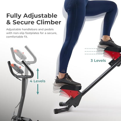 Sunny Health & Fitness Stair Stepper & Climber Exercise Equipment for Home Workout, Compact Cardio Training Machine - color: Red