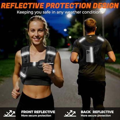 Weighted Vest for Woman Man 5lb/6lb/8lb/11lb/12lb/13lb/15lb/20lb/25lb/30lb Weighted Vest for Walking, Strength Training Weight Vest with Adjustable Buckle Detachable Phone Pouch for Running Workout
