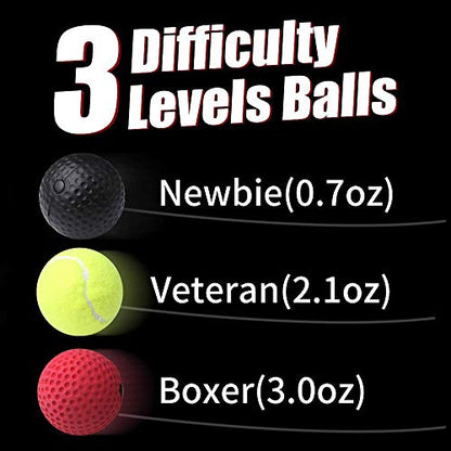 Boxing Reflex Ball 3 Difficulty Level Boxing Ball with Headband Suit for Reaction, Agility, Punching Speed, Fight Skill and Hand Eye Coordination Training for Kids and Adults