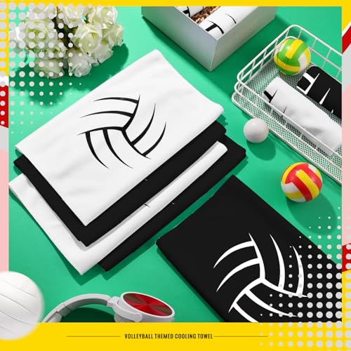12 Count Volleyball Cooling Towels Volleyball Gifts for Team Soft Sports Breathable Chilly Towels Ice Neck Wrap Workout Sweat Washcloths for Sports Gym Microfiber Dishcloths for Coach Gifts - style: Volleyball