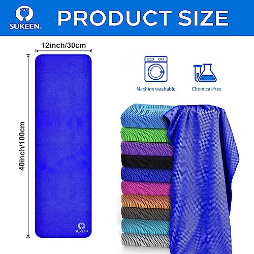 Sukeen Cooling Towels for Neck and Face, Cooling Towel 12 Pack, Microfiber Sports Cooling Towels, Soft Breathable Sweat Towel for Workout,Yoga, Golf, Gym, Camping, Sport, Running(40" x 12")