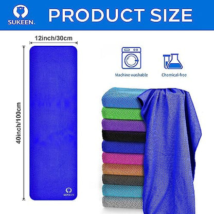 Sukeen Cooling Towels for Neck and Face, Cooling Towel 12 Pack, Microfiber Sports Cooling Towels, Soft Breathable Sweat Towel for Workout,Yoga, Golf, Gym, Camping, Sport, Running(40" x 12")