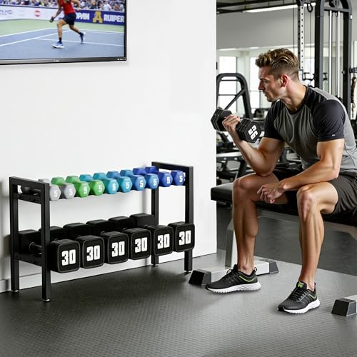Dumbbell Rack 2-Tier Adjustable Weight Rack For Home Gym Dumbbells Kettlebell (Rack Only) - size: 31IN（L）