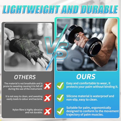 Anti-Slip Workout Grips, Ergonomics Rubber Gym Grips, Weight Lifting Grips for Hand Protection, Workout Gym Gloves for Men and Women Deadlift, Fitness Training, Weightlifting and Exercise