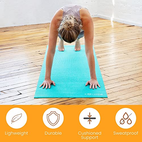 Sol Living Travel Yoga Mat - Natural Tree Rubber for Extra Grip - Non-Slip, Foldable, Eco-Friendly - Perfect for On-the-Go Yoga, Pilates, Fitness, Meditation - 24" x 72", Green