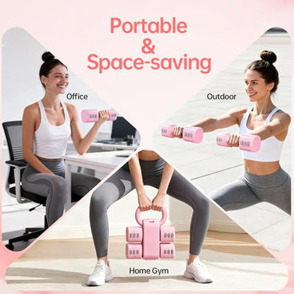 Adjustable Kettlebell Set, 4-in-1 Free Weight Kettlebell sets (5.5lbs 7.7lbs 9.9lbs 12.1lbs) for women, Hand Weight Dumbbell Set of 2 for Home Gym Fitness Training