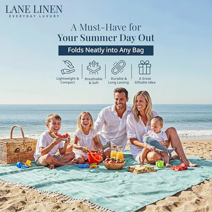 LANE LINEN Beach Blanket Sand Free & Lightweight Beach Towel - Hunter Green - color: 23: Hunter Green, size: Beach Blanket (82" x 82")