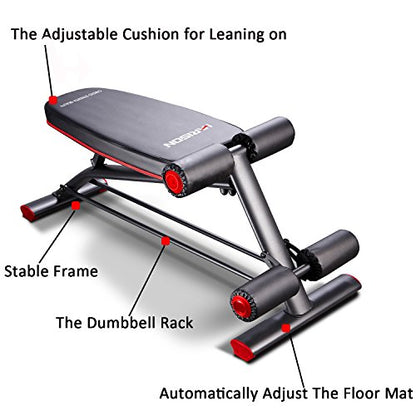 Compact Weight Bench with Dumbbel Rack Flat Incline Sit up Bench for Home Gym Workout