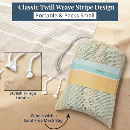 LANE LINEN Beach Blanket Sand Free, Quick Dry & Turkish Beach Towel - Beige - color: 02: Beige, size: Beach Blanket (82" x 82")