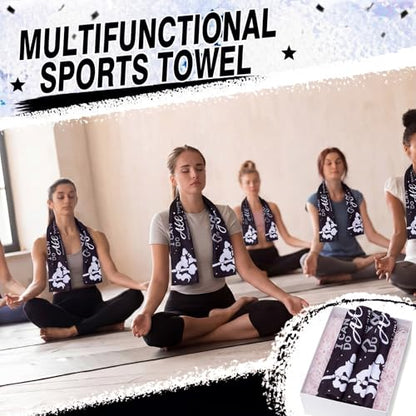 12 Pcs Cheerleader Cooling Towels Cheer Gifts Bulk for Neck 40" x 12" Breathable Chilly Microfiber Quick Dry Ice Towel Team Gifts for Sport Yoga Coach Gym Party Favor(Black)