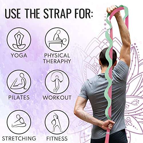Stretching Strap with 10 Loops – Non-Elastic Yoga Strap for Physical Therapy – Stretch Band for Hamstring, Leg, Hip & Knee Rehab – Pilates, Flexibility & Mobility Exercise for Men & Women