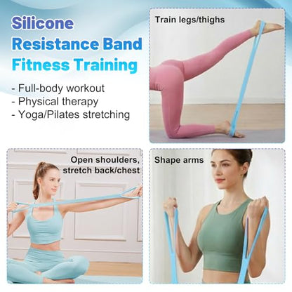 6 Pcs Figure 8 Resistance Band, Arm Resistance Bands with Handles, Loop Stretch Exercise Band Set for Physical Therapy, Yoga, Pilates, Women ＆ Men