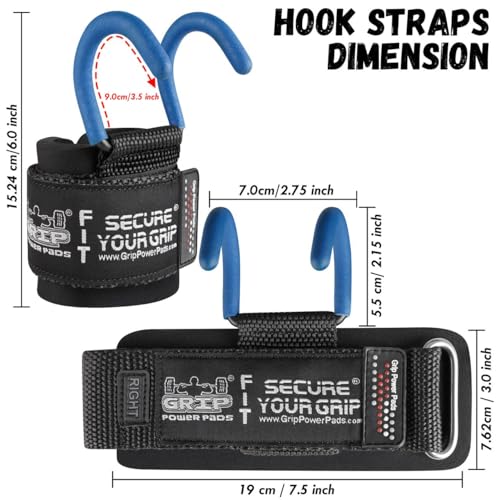 Weight Lifting Rod Hooks Heavy Duty Wrist Wraps Power Weight Lifting Training Gym Grips Straps Set of 2 - color: BLUE, size: WOMEN-Wrist Size Small/Medium