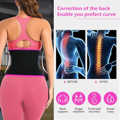Waist Trainer for Women Lower Belly Fat, Waist Sweat Band for Women, Belly Band Sweat Belt, Stomach Wrap,Silver/Pink - size: Medium