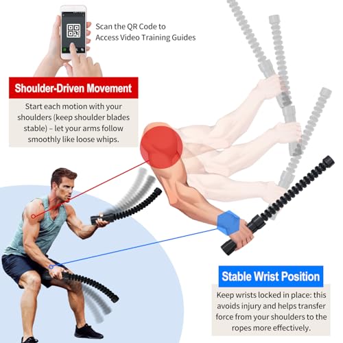 Ropeless Battle Ropes, Cordless Weighted Workout Ropes with Flexible Design, Low Impact Portable No Noise Fitness Equipment for Apartment Home Gym, Arm Training HIIT Cardio for Men & Women