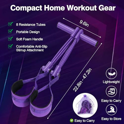 Upgraded Resistance Bands with Handles, 8-Tube Multifunctional Exercise Bands for Full Body Workout, Strength Training Bands for Arms, Legs, Abs & Home Gym
