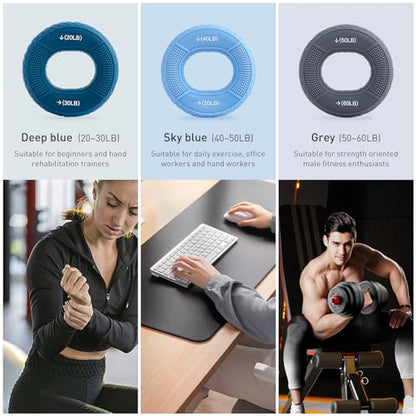 Hand Grip Strengthener, Grip Strength Trainer, Fingers Exerciser - Silicone Rings for Muscle Training Sports Rock Climbing Finger Rehabilitation Training,Hand & Wrist Muscles Trainer Stress Relief,5 Resistance Levels - color: Mixed