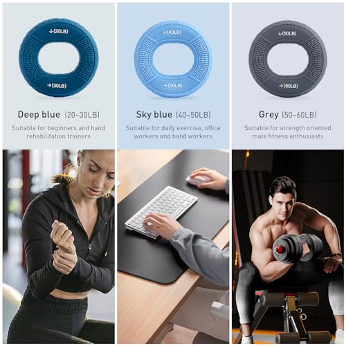 Hand Grip Strengthener, Grip Strength Trainer, Fingers Exerciser - Silicone Rings for Muscle Training Sports Rock Climbing Finger Rehabilitation Training,Hand & Wrist Muscles Trainer Stress Relief,5 Resistance Levels