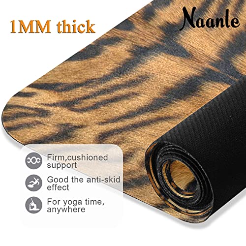 Naanle Tiger Yoga Mat with Carrying Bag Set, Tiger Print Exercise Mat Foldable Non Slip Travel Lightweight Workout Rug for Home Gym Yoga Pilates Stretching Floor Fitness 71x26 in - color: White 29