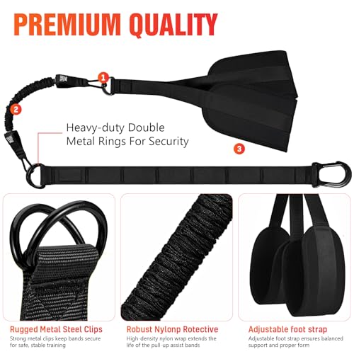 Pull Up Assistance Bands, Heavy Duty Adjustable Resistance Bands for Pull Up Bar with Comfortable Fabric Foot Rest, Pull Up Assist Bands for Strength Training & Home Fitness
